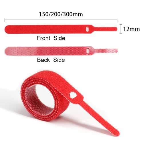 Imagen 2 del producto 10 Uds bridas para cables liberables 15 20 30cm ratón auricular envoltura de cables organizador de cables gancho de nailon correa de bucle paquete de cremallera vendaje