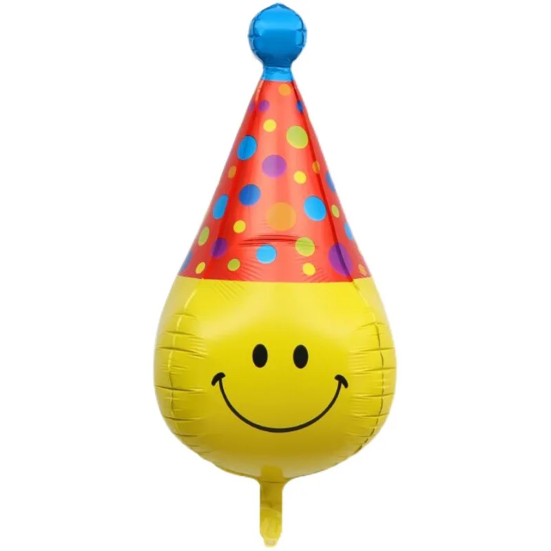 Hat smiley face 4D ball balloon baby first birthday decoration smiling expression aluminum film balloon