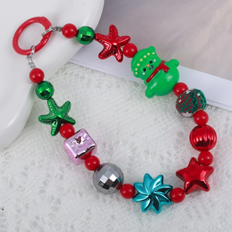 Nieuwe kerst telefoonbedel voor dames, anti-diefstal telefoonpolsband handsfree en kralenketting, afneembaar mobiele telefoonkoord