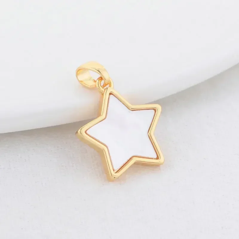14k cor dourada latão com concha coração estrela lua cruz pingentes colar jóias fazendo acessórios de suprimentos diy