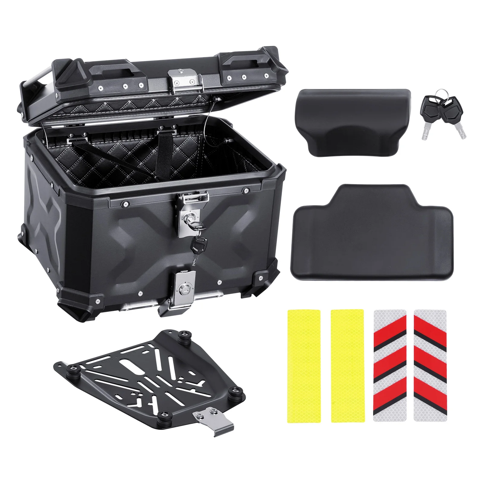 SucceBuy Top Case per moto Scatola posteriore universale per moto in lega di alluminio con fodera in pelle Scatola superiore per motore staccabile impermeabile