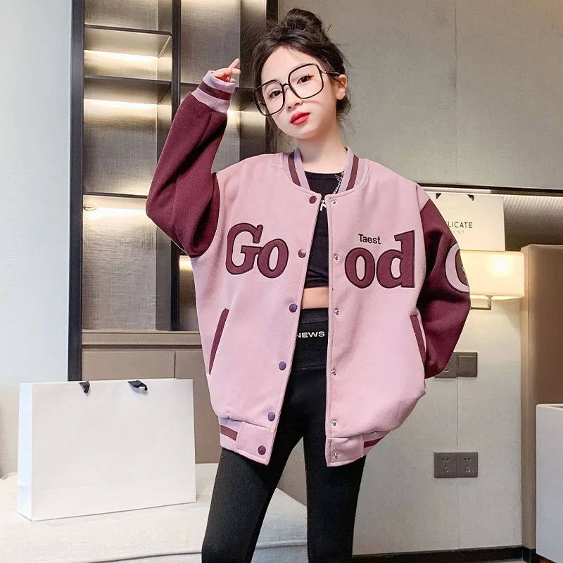 

Новинка 2023 года, женская бейсбольная куртка для девочек-подростков, весенне-осенняя верхняя одежда, модное детское пальто
