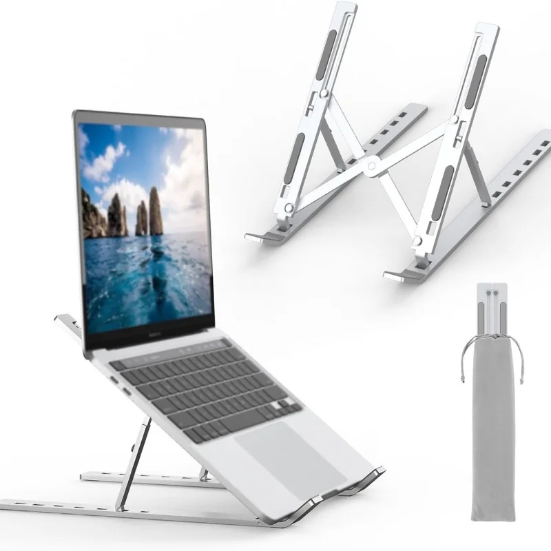 Aluminum Alloy Portable Laptop Stand Tablet 6-speed Adjustable Suspended Desktop Height, Portable Foldable And Stable Support