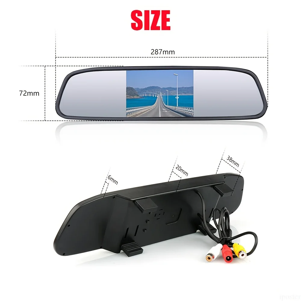 4.3-Inch TFT LCD Rearview Mirror Display with Backup Camera- Suitable for Monitoring Various Vehicles Such As Suvs,Pickup Trucks