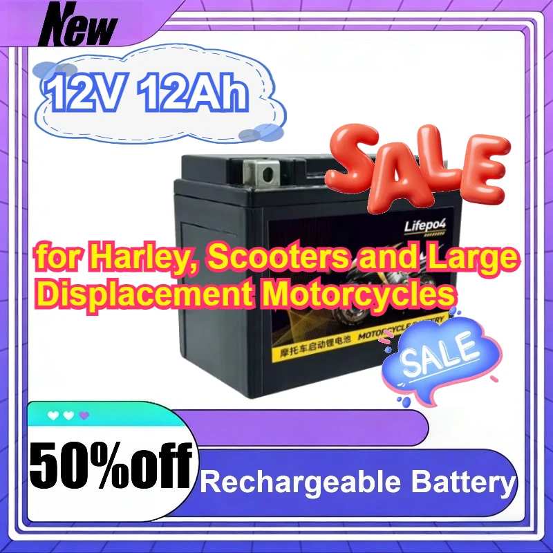 

12V 12Ah LiFePO4 Motorcycle Starter Battery for Harley, Scooters and Large Displacement Motorcycles