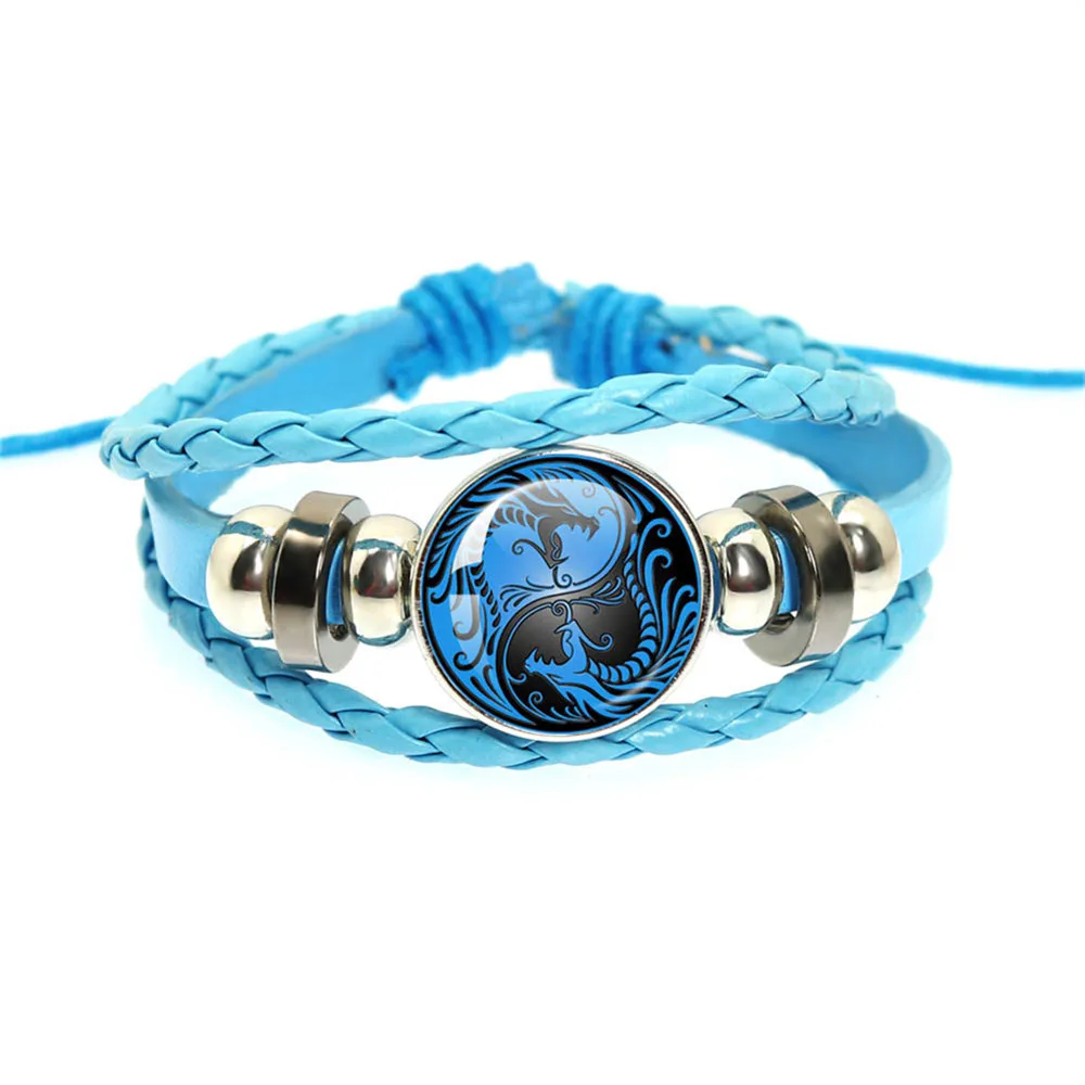 Yin Yang Dragon Tai Chi Couple Bracelet Pendant Leather Rope Adjustable Bracelet Women Men Jewelry Gift image 3