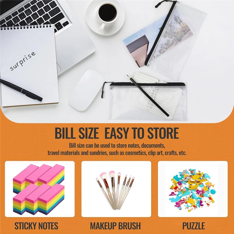 ABBK-24Pcs أكياس أكياس شبكية بسحاب، أكياس سوداء صغيرة شفافة، تنظيم مستحضرات التجميل أثناء السفر والفصول الدراسية واللوازم المكتبية