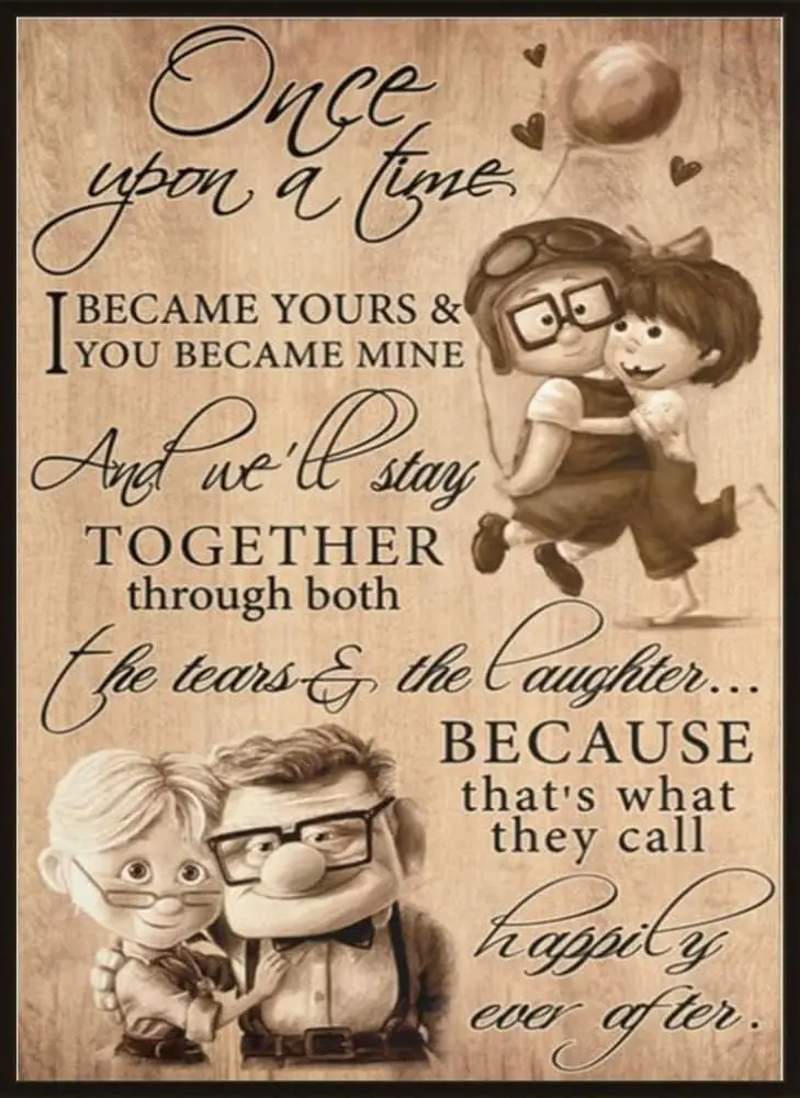 Vintage Wall Metal Poster to My Wife Poster Carl and Ellie I Became Yours You Became Mine Novelty Sign Vintage Metal Tin Si sign