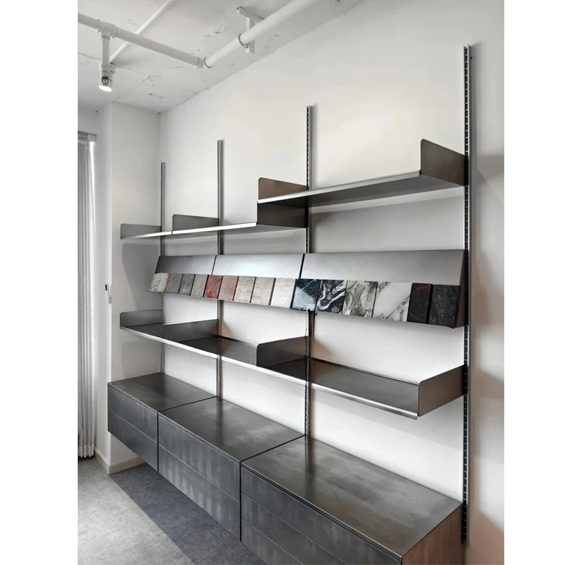 

Simple Modern Wind Wall Mounted Track System Metal Shelf Display Storage Shelf Combination