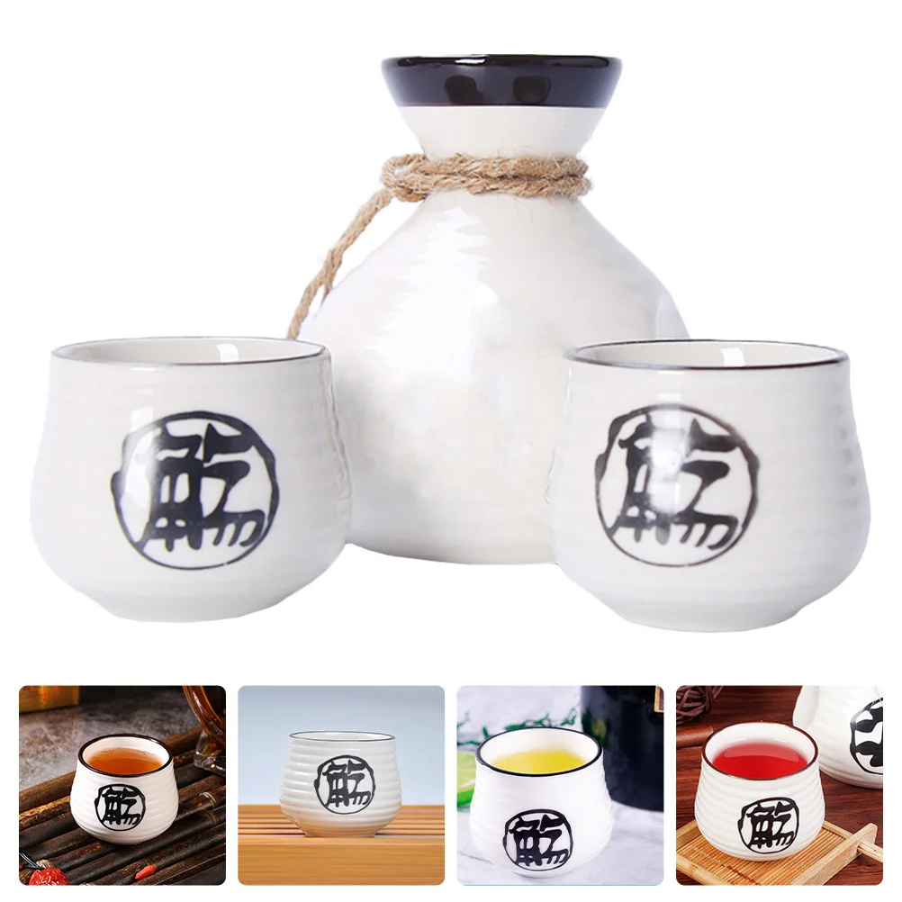 

1Set Sake Pot Cup Kit Modern Ceramic Design Handheld Pot with Cups for Daily Drink Or Special Occasion Decoration