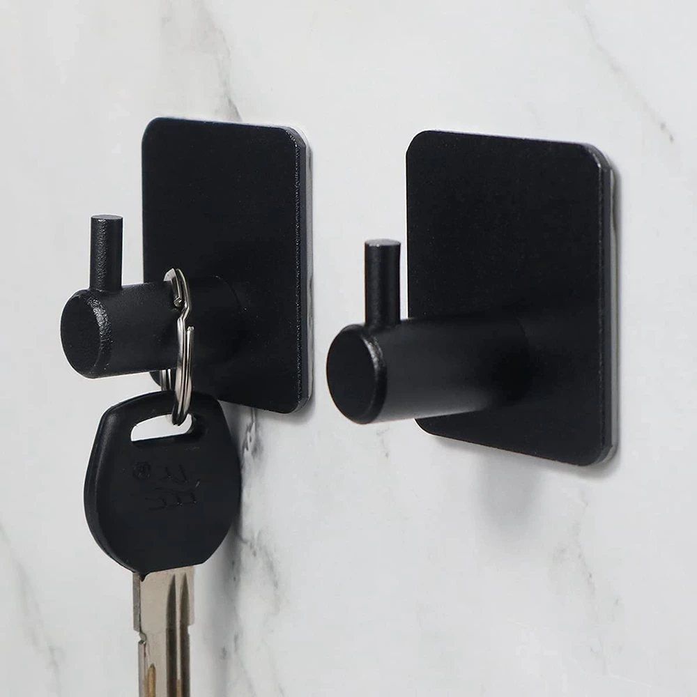 Wall Hook Adhesive Without Drilling Kitchen Towel Hanger Aluminium Bathroom Door Storage Hooks Home Keys Organizer Accessories