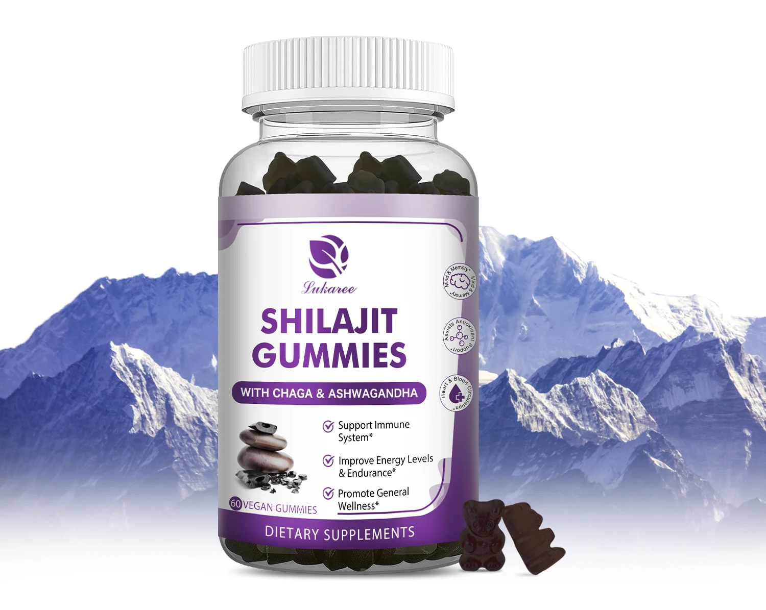 BBEEAAUU Himalayan Shilajit Gummies 85+Trace Minerals, Fulvic Humic Acids Immune Digestion,Brain Cognitive and Mood Health