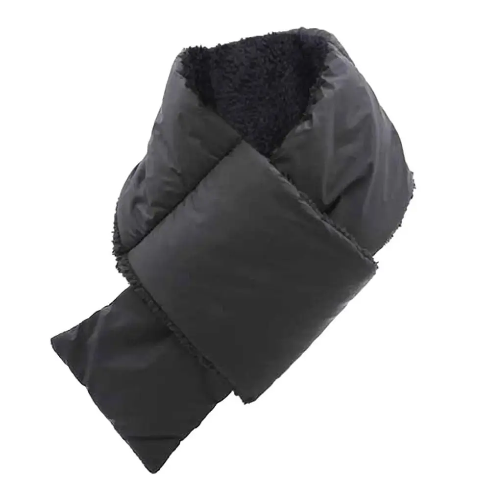 Luxury Waterproof Neck Warmer Windproof Down Cotton Filled Winter Scarf Furry Texture Thick Windproof Scarf Hiking Skiing