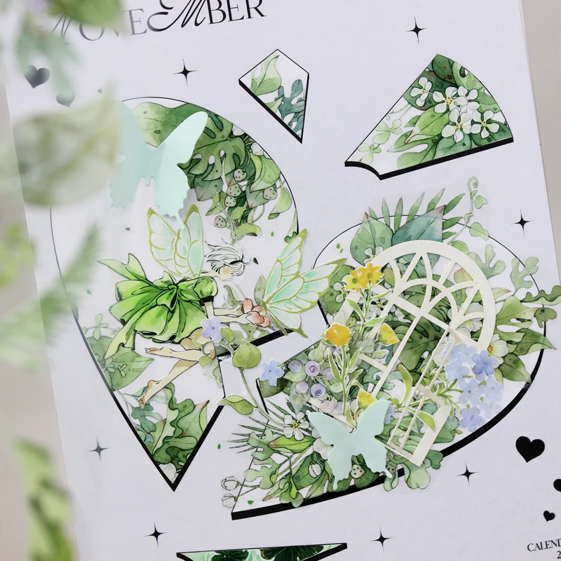 Beautiful Green Leaves Journal Pet Washi Tape Card Sticker Scenery Stationery