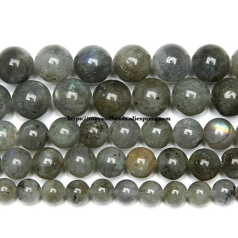 Natural Stone B Quality China Material Blue Shining Grey Labradorite Round Loose Beads 15