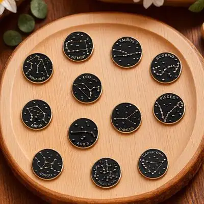 

Zodiac Enamel Pin Set 12pcs Brooches for Women Alloy Lapel Pins Fashion Jewelry Accessories for Clothing Bags