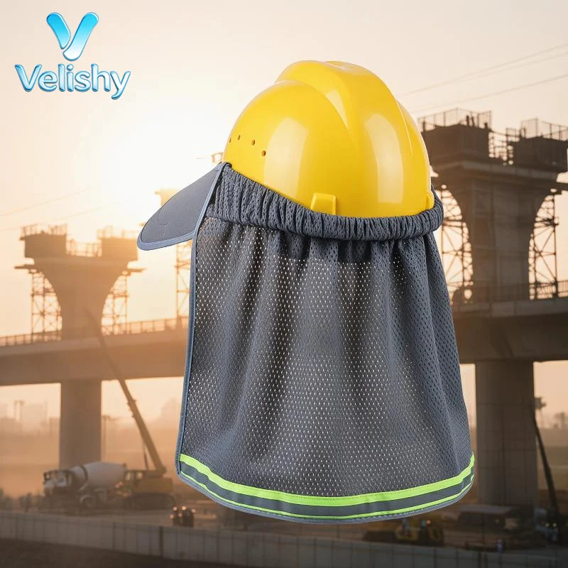 【W】Pare-soleil d'été pour casque de sécurité, protection du cou, casque de chantier, pare-soleil avec bande réfléchissante, couvre-casque pour les travailleurs du bâtiment