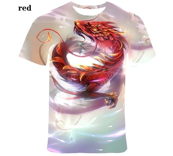 New Fashion Funny 3D Dragon Printed Unisex Casual T-shirts Soft and Comfortable Street T-shirts Tops