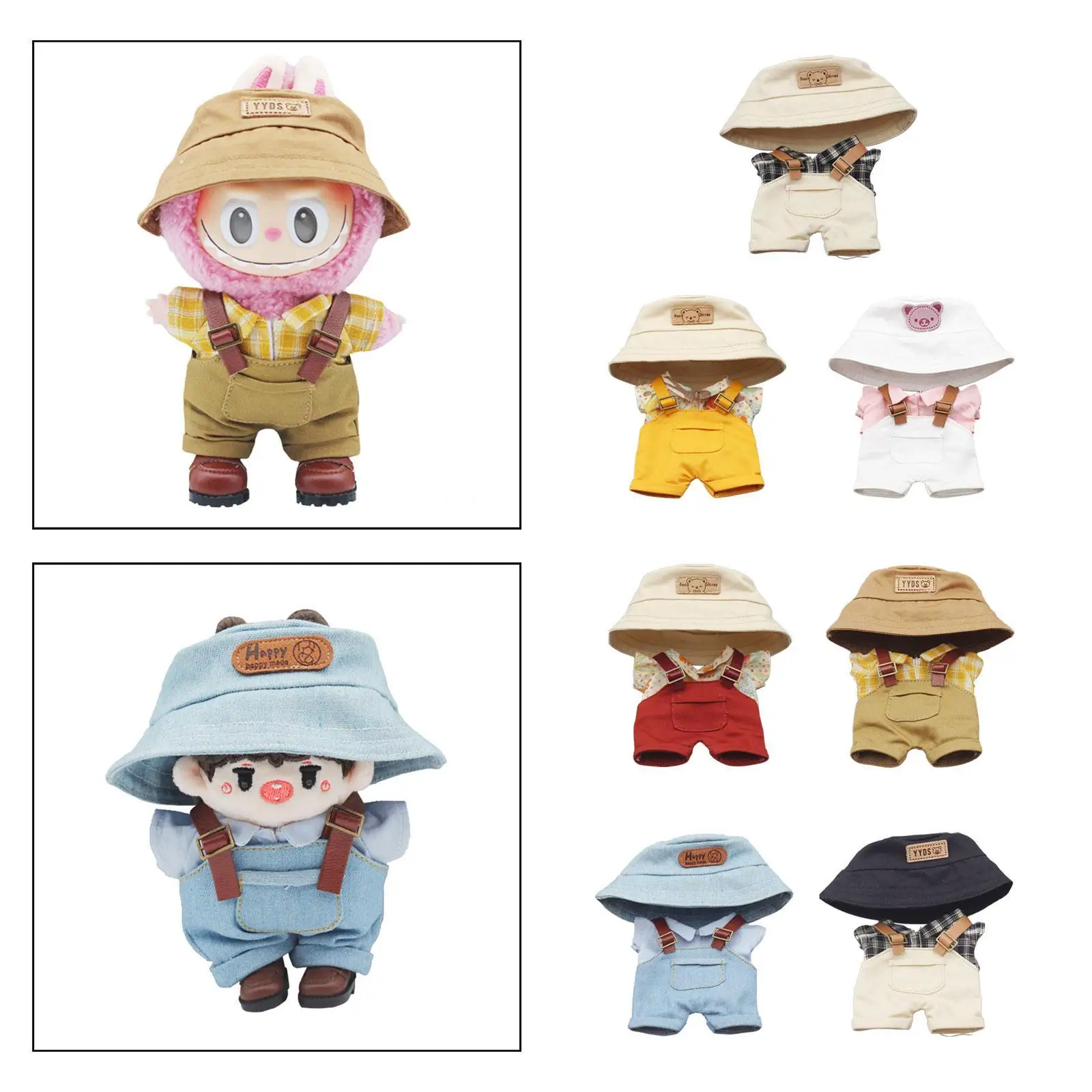 Stuffed Doll Shirt and Pants Educational for Little Girls Clothing Photo Props with Hat Make Your Own Dolls for 5.91'' 6.69''