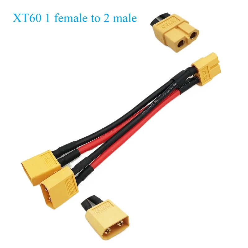 XT60 Paralleler Batterieanschluss Stecker/Buchse Kabel Dual Extension Y Splitter 3-Wege 14AWG Silikondraht für RC Drone Batteriemotor
