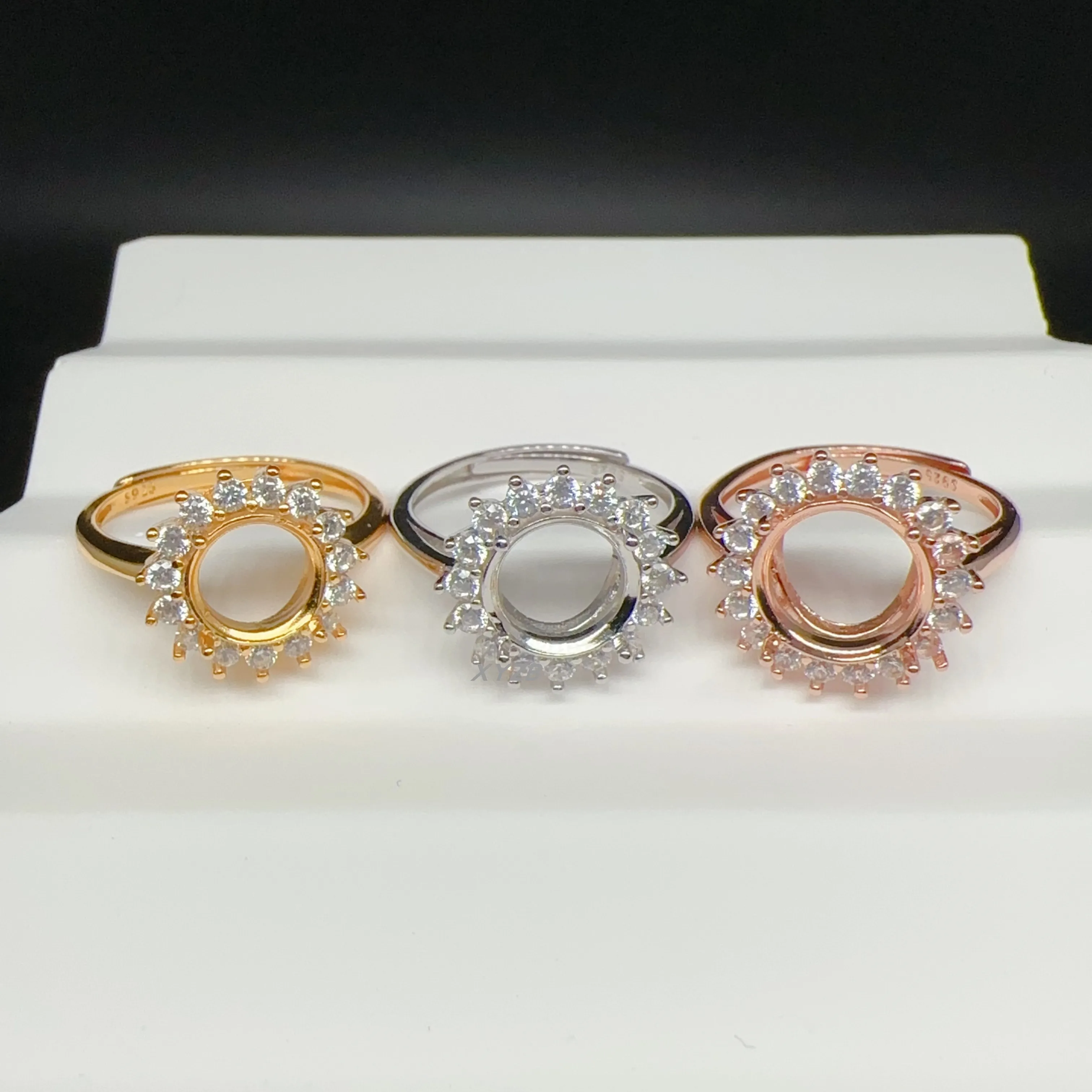 S925 Silver Circular Multiple sizes Women Opening Ring Empty Diamond Support Gift ExquisiteTrend Luxury Engagement Jewelry