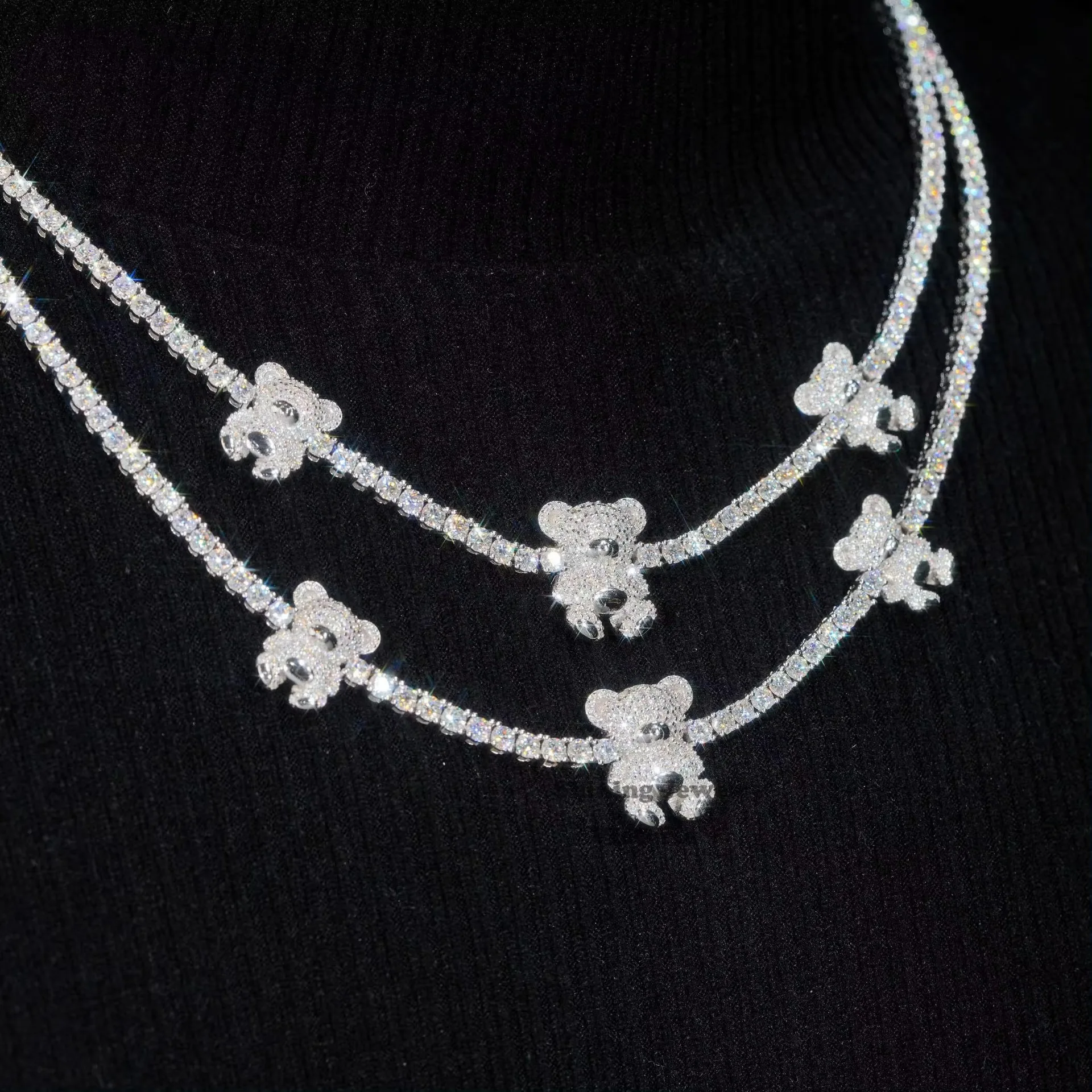 

Little Bear Tennis Chain Moissanite 3mm 925 Silver Hot Selling Hip Hhop Styles