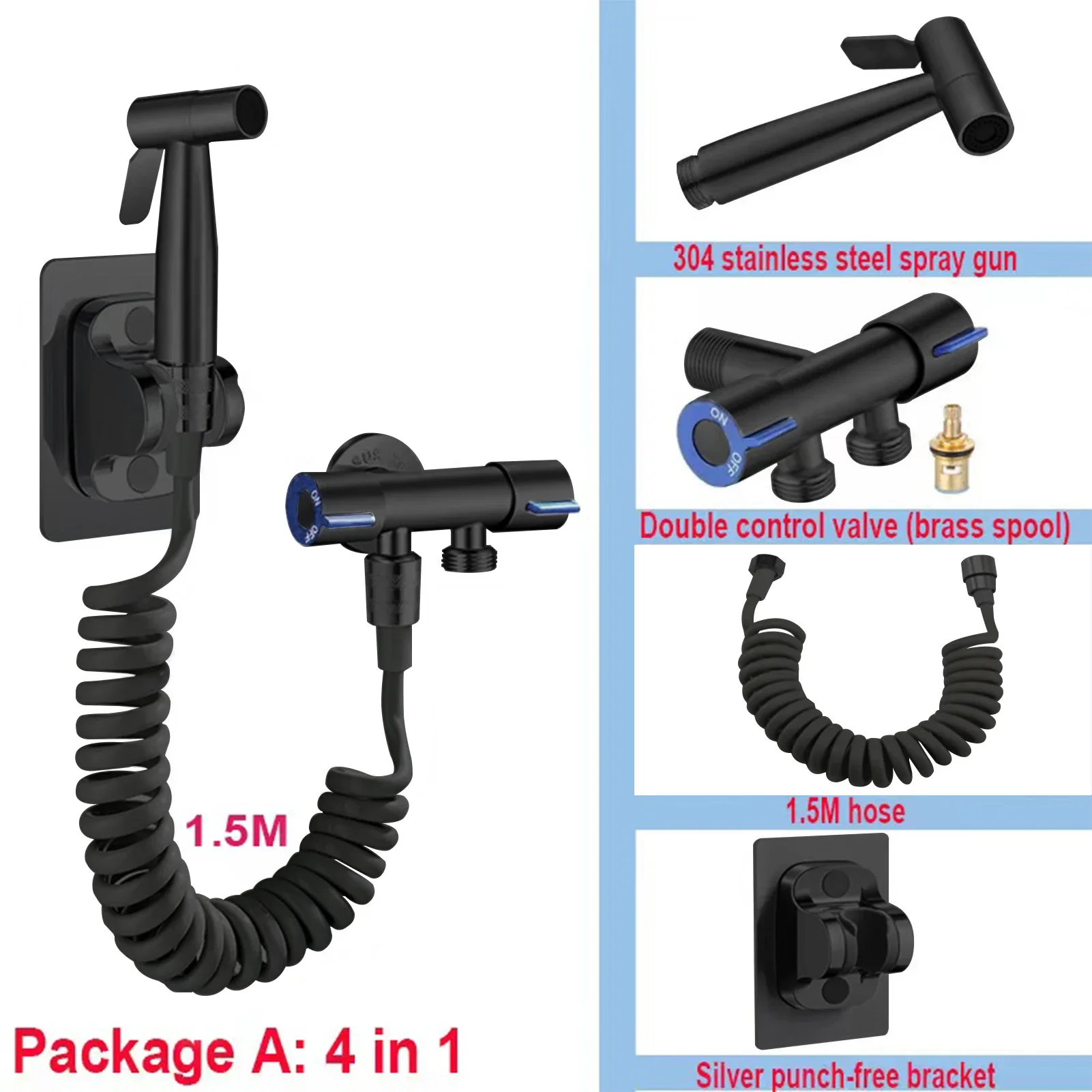 

Handheld Bidet Sprayer Set Stainless Steel Spray Gun Shower Bathroom Toilet Bidet Faucet Sprayer Nozzle Home Self Cleaning