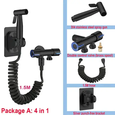 휴대용 비데 분무기 세트, 스테인레스 스틸 스프레이건 샤워, 욕실 변기 비데 수도꼭지 분무기, 깍지 홈 셀프 클리닝