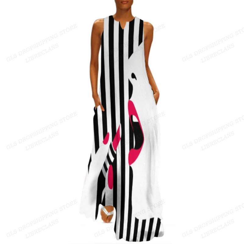 Fashion Long Dress Sleeveless Loose Casual African Women Dress Party Evening Robe Femme Beach Dress Beach Vestidos Max Holiday