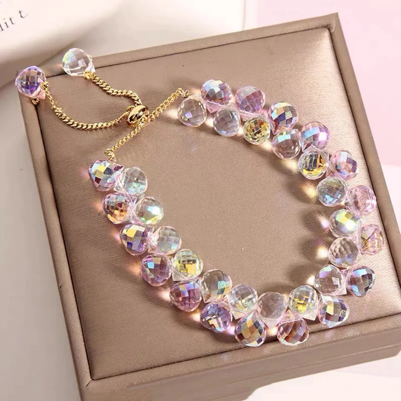 Stylish Multicolored Artificial Crystal Bracelet Fashion Shiny Handmade Charm Stone Beads Bracelet for Women Jewelry Accessories image 2