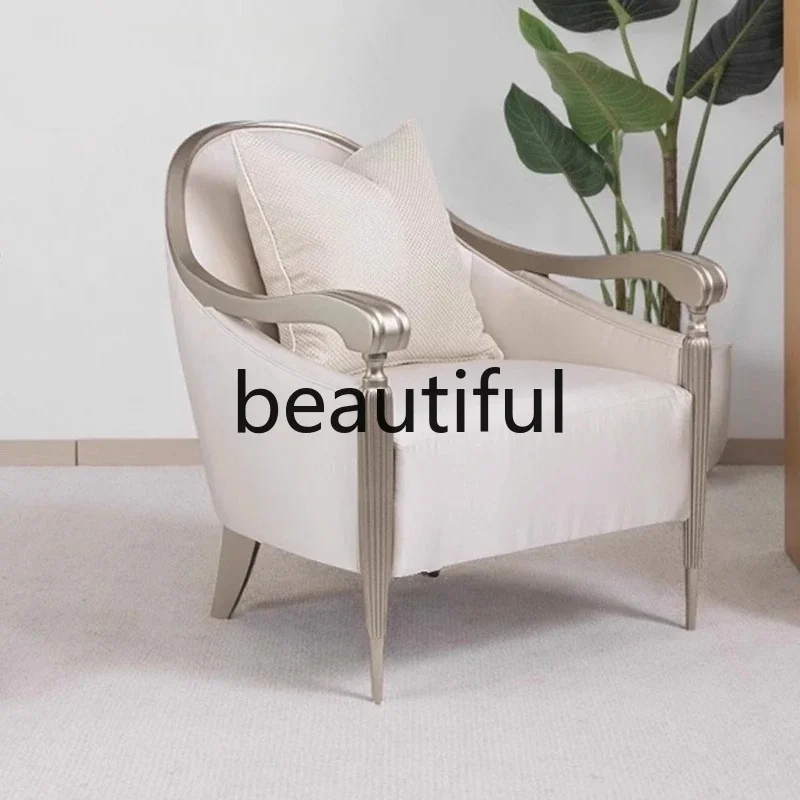 X  Modern, light luxury single sofa champagne color, sofa chair living room leisure