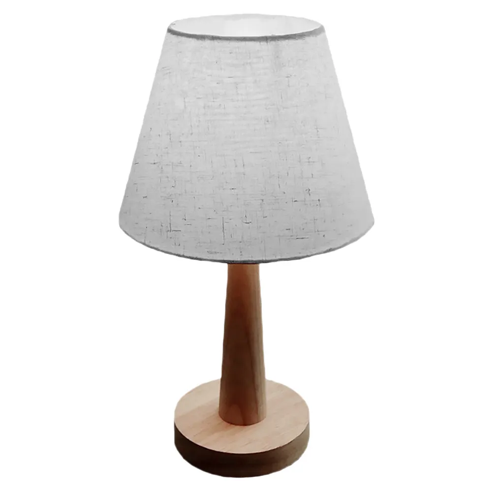 

1Pcs Solid Wood Lamp with Linen Shade Modern Bedside Reading Night Light for Bedroom Study Eye Protection USB Charging