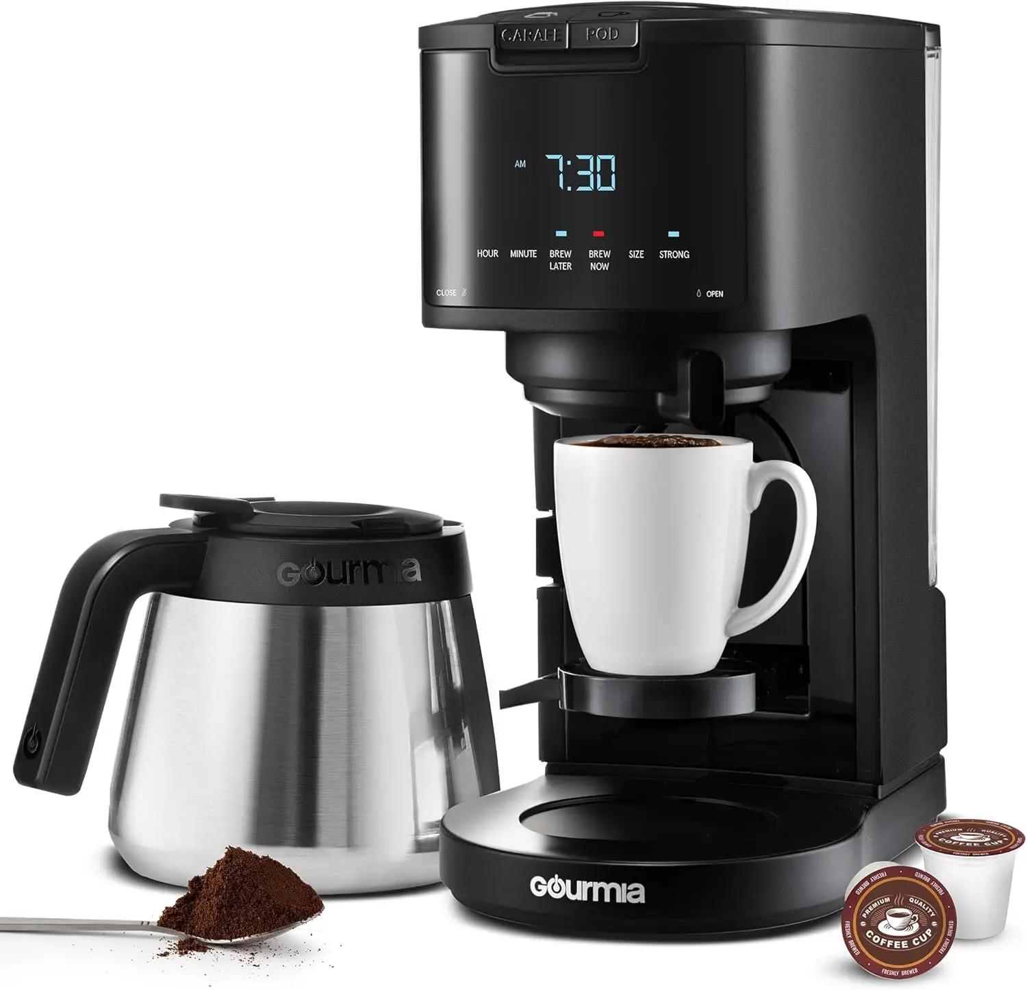 Single Serve & 12-Cup Coffee Maker 2-in-1, Drip Brew with K-Cup Compatibility, Programmable, Pause & Serve, Removable Filter, Th