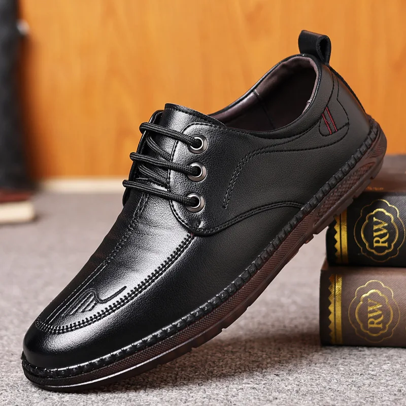 

Spring New Men's Business Lace-up Casual Shoes with Beef Tendon Sole, Soft Sole, Online Exclusive - Top Quality Split Leather