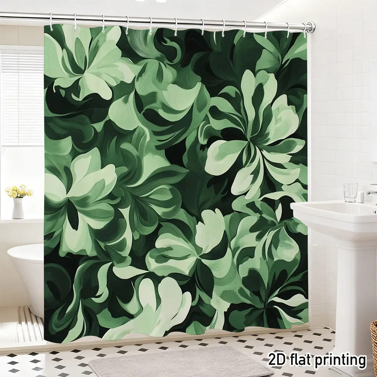 

Luxury Tropical Botanical Shower Curtain Jungle Leaves Print Waterproof Bathroom Decor Curtain 180x180cm