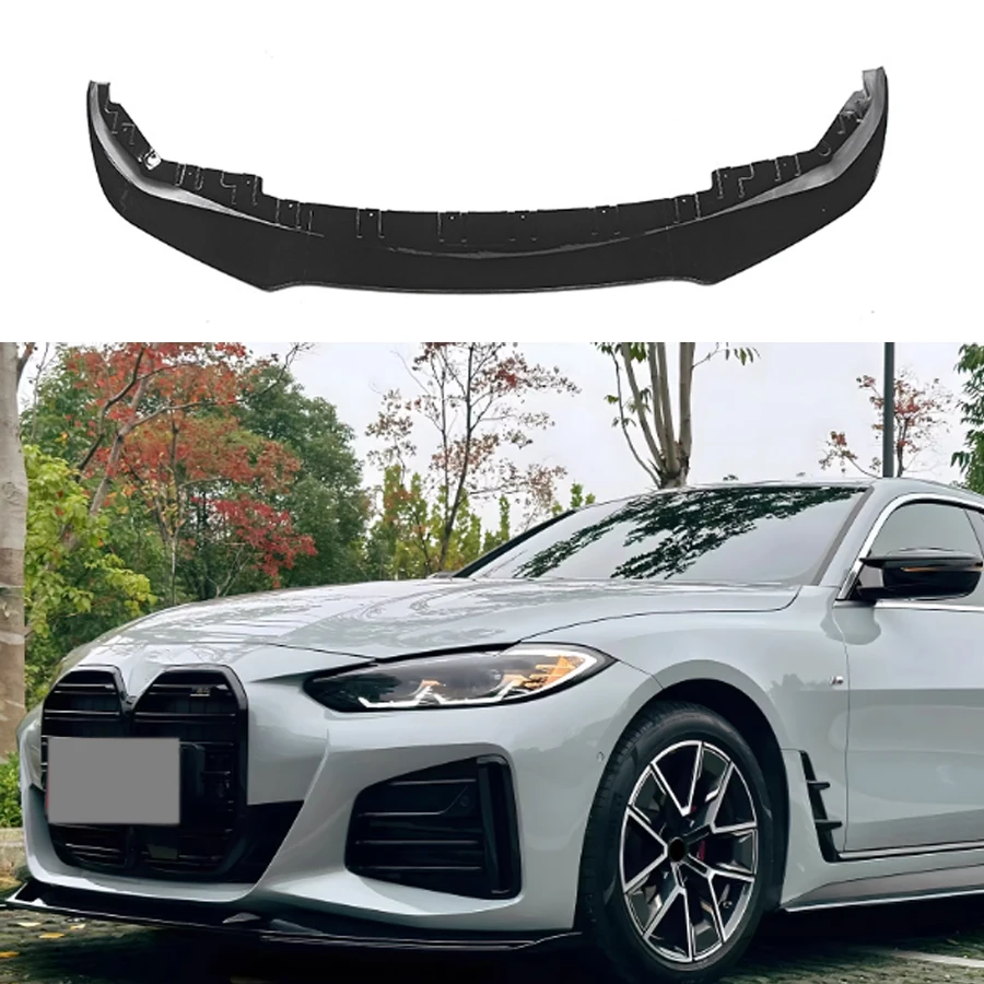 Car Front Bumper Lip Splitter Spoiler For BMW 4 Series G24 G26 4 Door 430i 440i i4 Gran Coupe 2021-2024 ABS Gloss Black