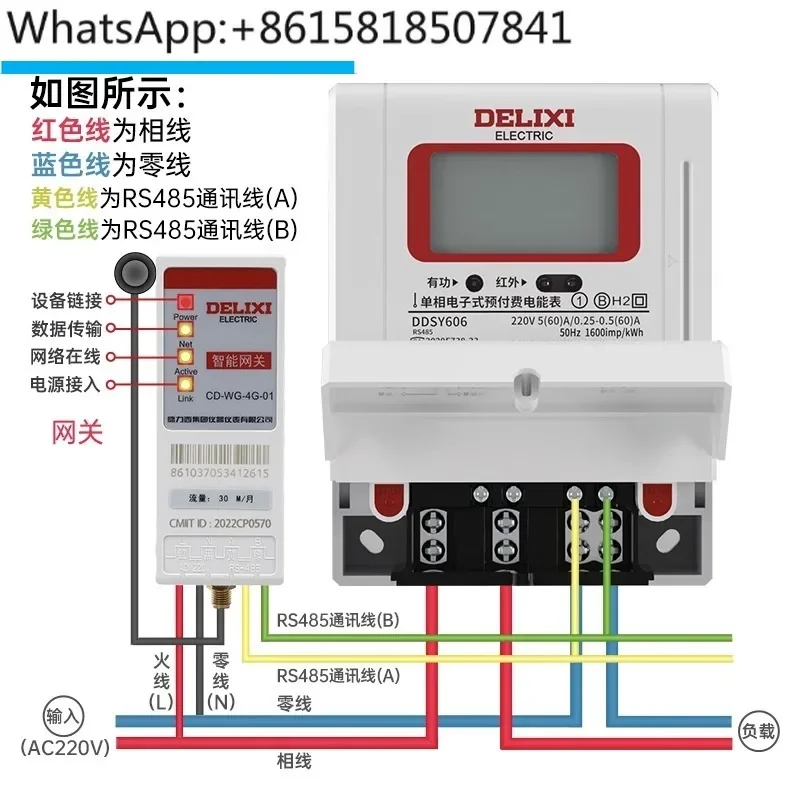 Prepaid smart meter for single-phase, three-phase, and four wire household 220V rental room remote control recharge