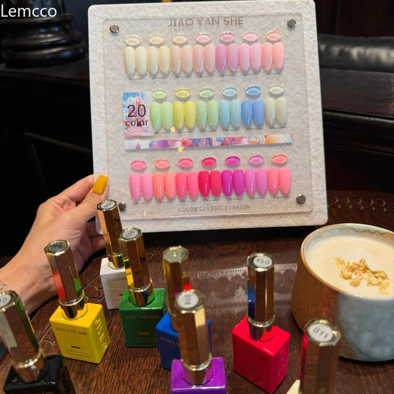 

Lemcco, 20 шт., набор гель-лаков для ногтей Fairy Town Candy Colors с карточкой дисплея, полуперманентный маникюр, УФ-гель, 15 мл, гель-лак для ногтей