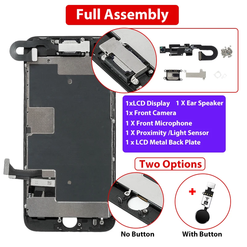 Full LCD For iPhone 8 8 Plus Display Screen With Home Button A1907 A1864 Full Assembly Touch Digitizer Replacement Phone Repair