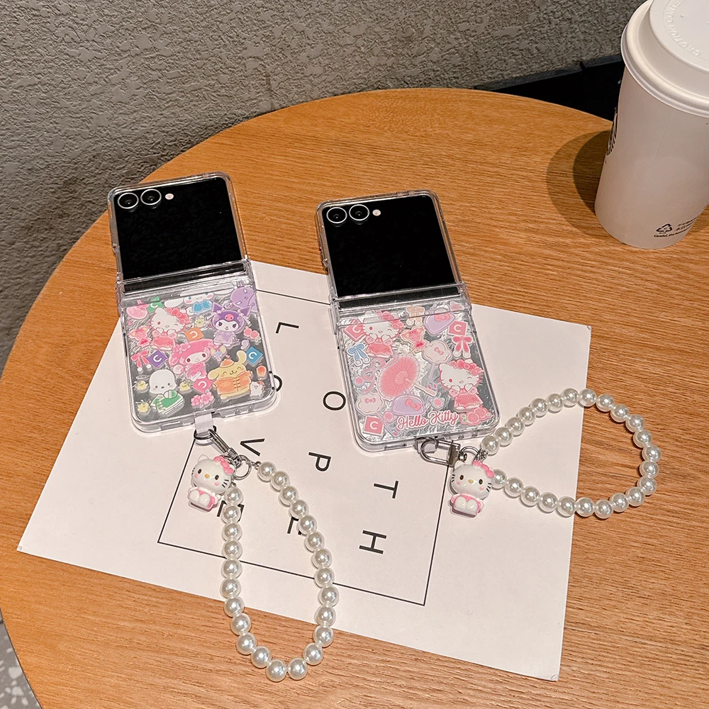 سانريو مرحبا كيتي كورومي ميلودي قضية الهاتف لسامسونج غالاكسي Z فليب 7 الصلب PC لطيف الكرتون الغطاء الخلفي ل Z فليب 6 5 غطاء #6