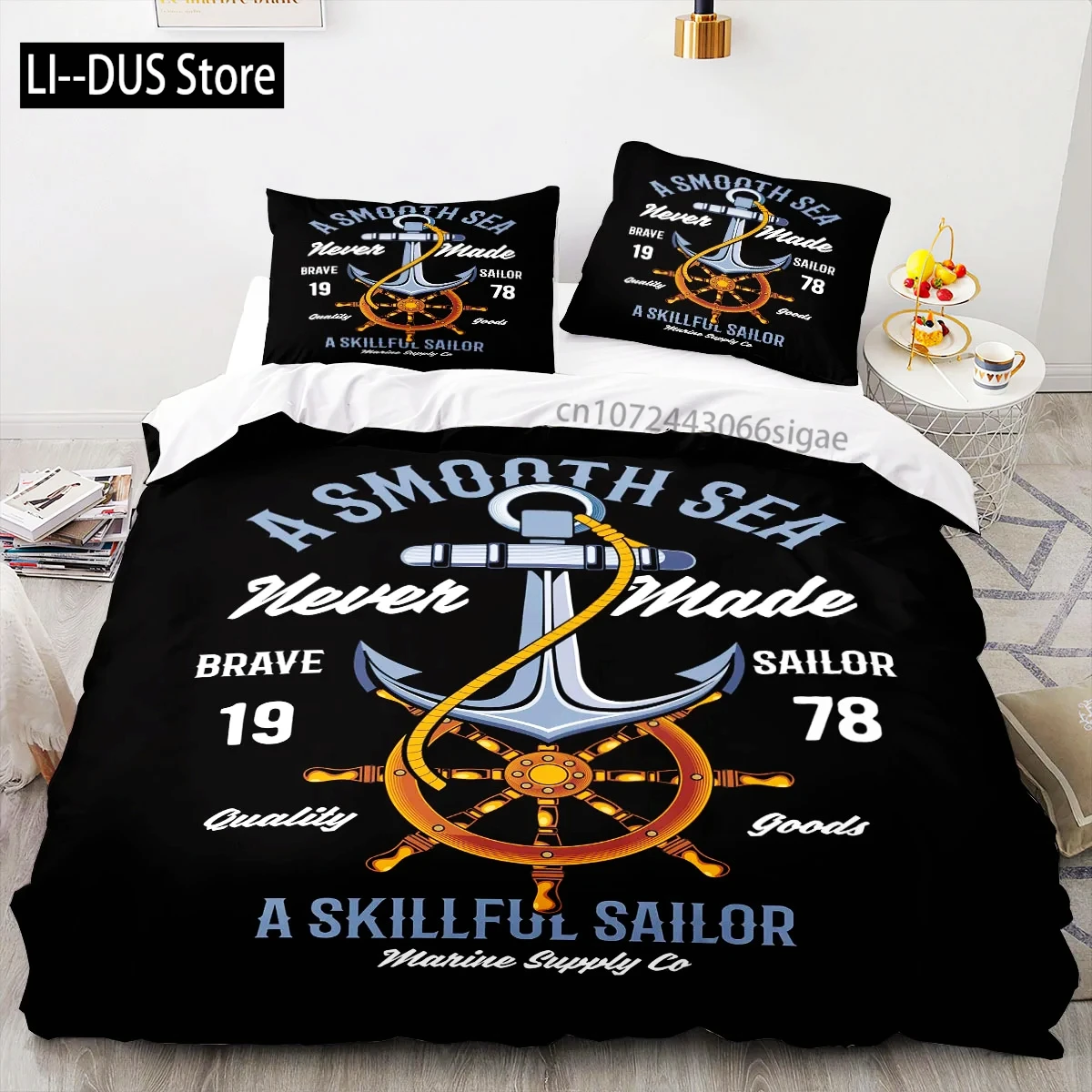 Anchor Marine Bedding Set Ocean Sea 3d Duvet Cover Sets Comforter Set Bedding Twin Queen King Single Size Blue Ship Vessel Kids