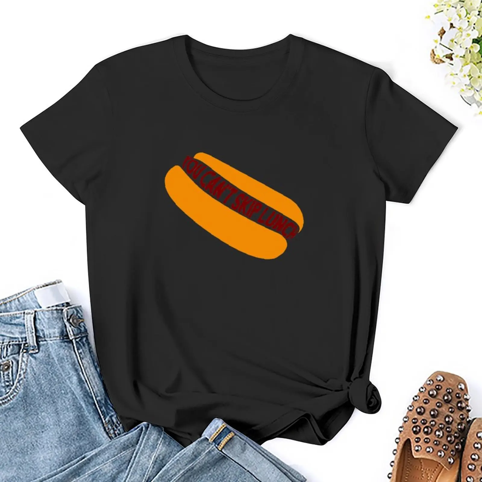 Camiseta gráfica hippie feminina, roupas fofas, camisetas femininas, você não pode surfar no almoço, algodão