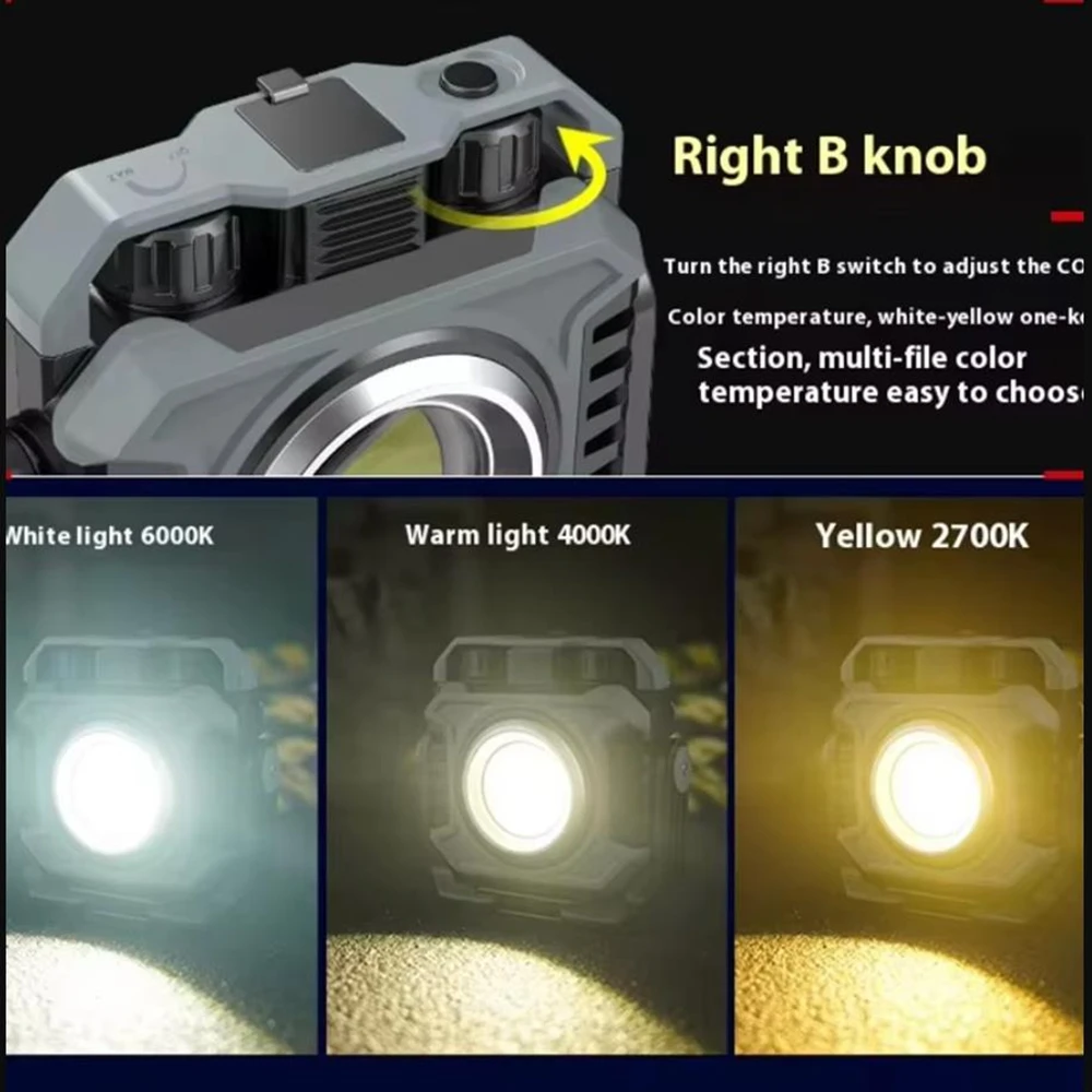 Mini Magnetic Working LED Light Rechargeable Portable TG3 Spotlight Flashlight 5000mAh Camping Torch Cob Emergency Floodlight