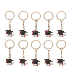 5pcs Graduation Season Keychain Pendants Doctoral Hat Metal Key Ring Gift Bag Backpack Hanging Charms