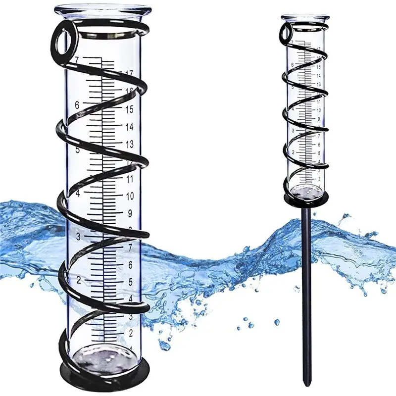 【HAPPY】Decorative Garden Rain Water Meter, 2Pcs Rain Gauge Outdoor, Best Rated Rain Gauges For Yard With Stake