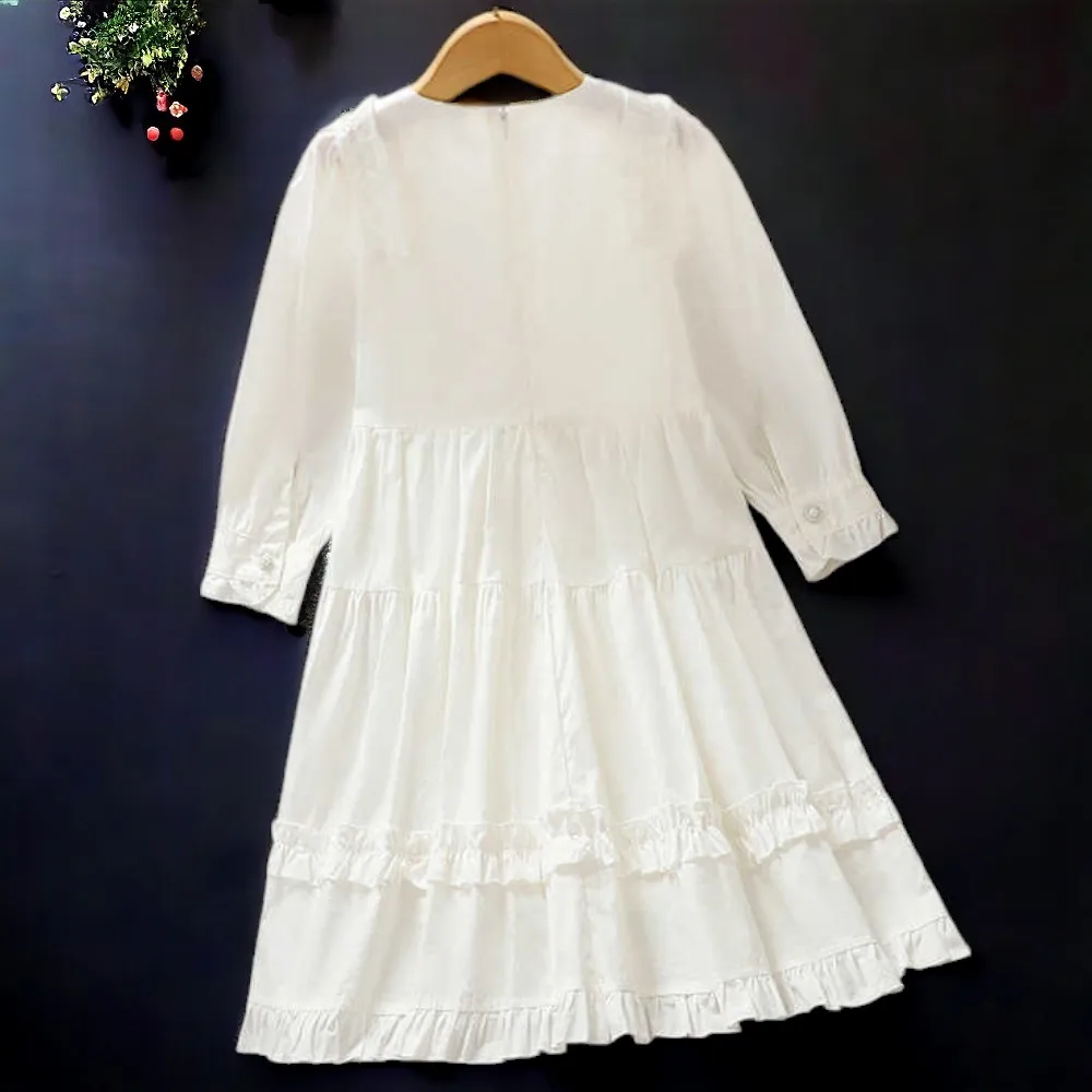 Girls outfits Maxi Princess Dresses for Kids White Dress Clothing Teenagers School Uniform Children Costumes 6 7 8 9 11 13 Years