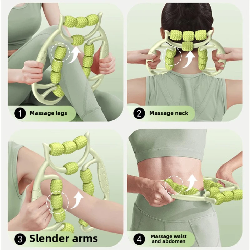 

12-кольцо для похудения ног, ролик-массажер для бедер для релаксации и растяжки мышц на коврике для йоги