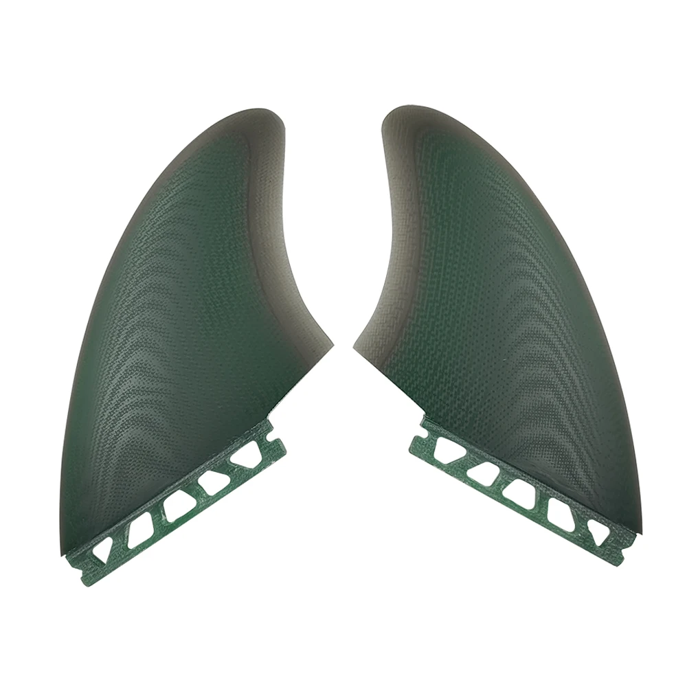 UPSURF FUTURE Keel Fins Fiberglass Surfboard Twin Fins Set Clear Black+Green Surf Fins For Fish,Shortboard,Funboard