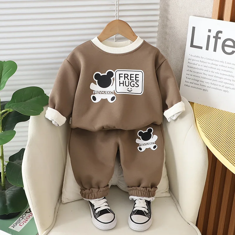 Spring Autumn Kids Boys 2PCS Sports Clothes Set Cartoon Printed Sweatshirts Cotton Casual Pants Suit Toddler Boys Tracksuit