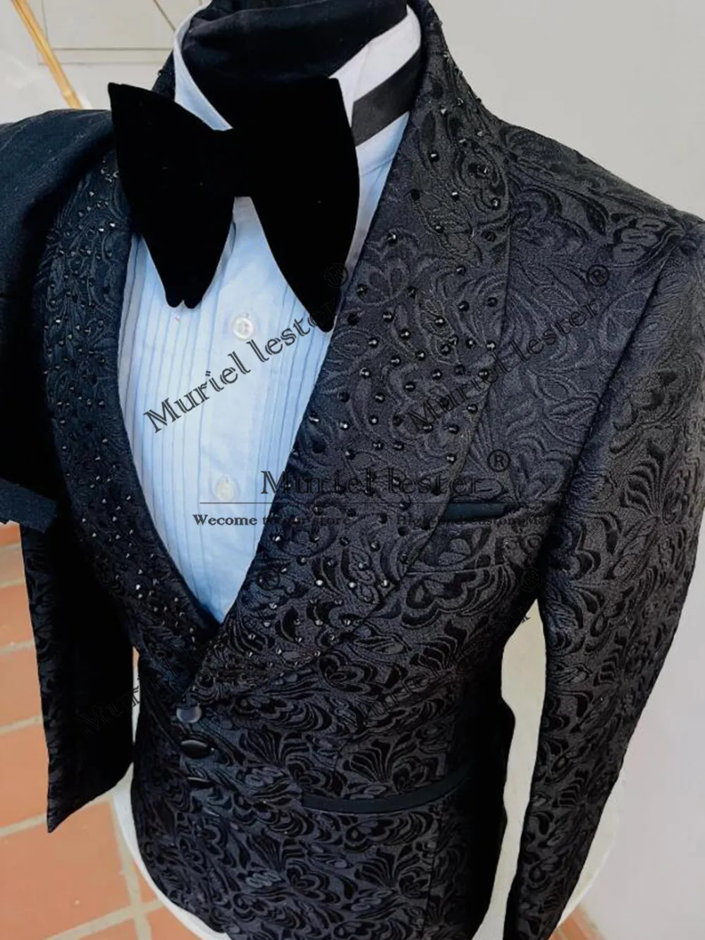 

Элегантный цветочный узор смокинги для жениха по индивидуальному заказу, комплект из 2 предметов, однобортный пиджак, брюки, мужская официальная одежда, свадебные костюмы для мужчин